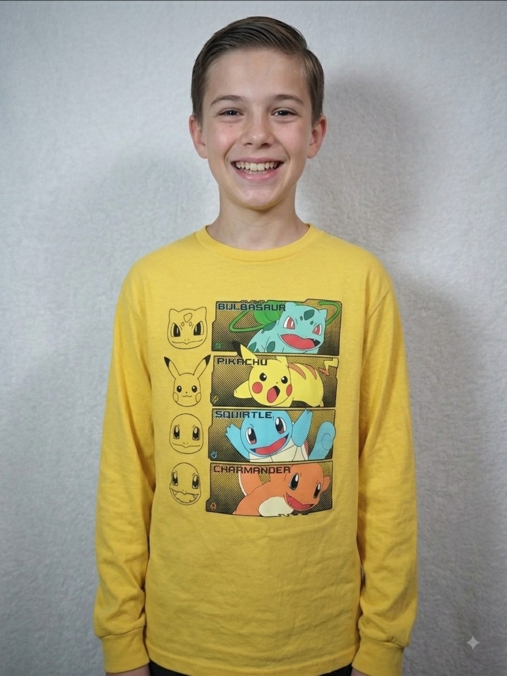 Youth Yellow Pokemon Graphic Long-Sleeve Tee for Kids.     KS 24